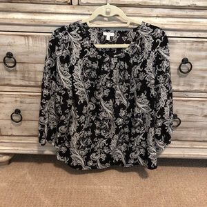 Talbots Black & Cream Medium Petite Shirt